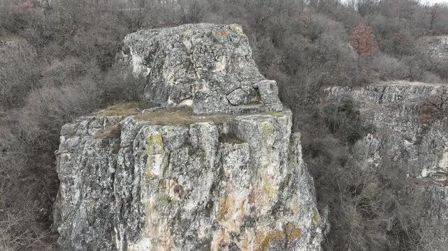 The rock monastery Tarapanata near the village of Onogur, northeastern Bulgaria. Thracian archaeological heritage site in Bulgaria