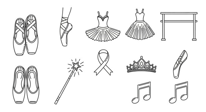Ballet shoes and dance accessories.