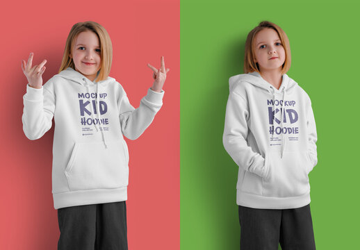 Two Views of a Kid's Hoodie Mockup