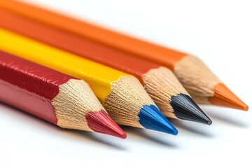 Naklejka premium Macro Shot of Colored Pencils on White Background