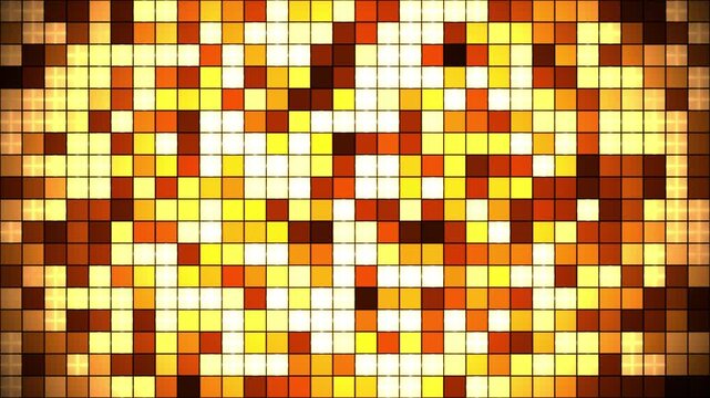 Dynamic Pixel Light Wall with Flashing Orange, Yellow, and Brown Squares