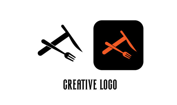 FOOD F LOGO, food logo, restaurant logo, kitchen logo, cooking logo, chef logo, fork and knife logo, food icon, restaurant icon, culinary logo