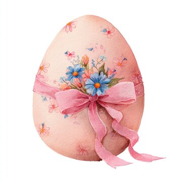 Delicate floral Easter egg illustration.