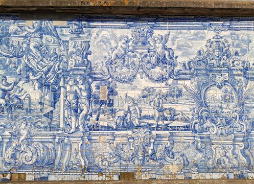 Blue painted wall in Porto Portugal