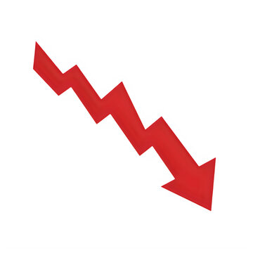 Red downward-pointing zigzag arrow indicating decline or reduction
