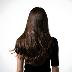Fototapeta premium Back View of Woman with Long Hair on White Background