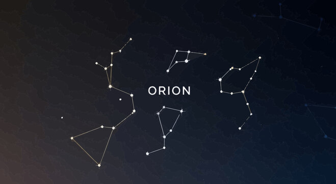 Orion Constellation Map on Abstract Topographic Background