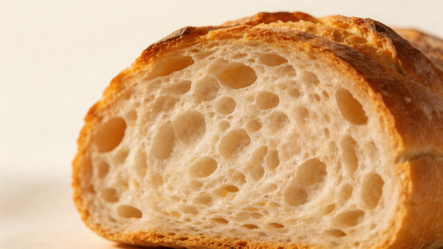 Closeup of sliced bread showing texture