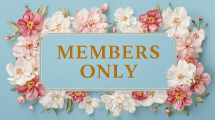 members only text surrounded by flowers illustration