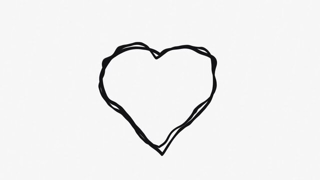 Minimalist Hand-Drawn Heart Animation on White Background for Love and Romance Concepts