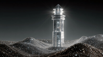 digital dynamic shining lighthouse in web illustration