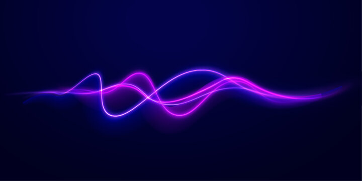 Neon circle pulses with glowing light waves. Particles scatter in smooth rotating motion. The effect suggests speed and power.