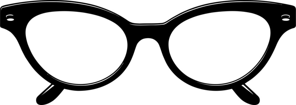 Black Cat-Eye Eyeglasses Frame Silhouette Icon