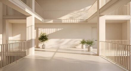 Fototapeta premium Modern interior design with staircase.