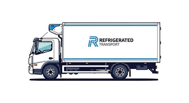 Refrigerated truck on the road.