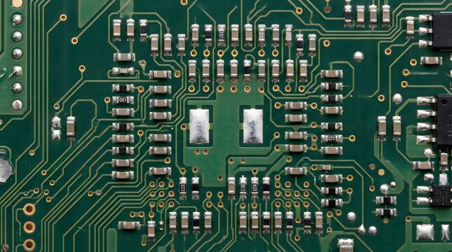 Printed Circuit Board, computer technology, electronics and engineering ,quantum error correction, circuit board, quantum hardware, PCB macro, quantum computing background,copy space