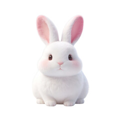 Fototapeta premium Cute White Fluffy Cartoon Rabbit