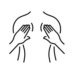 Obraz premium Back massage icon. Healthcare and massage therapy line symbol. Black and white.