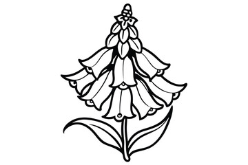 foxglove flower silhouette line art vector illustration with a white background © pipp99
