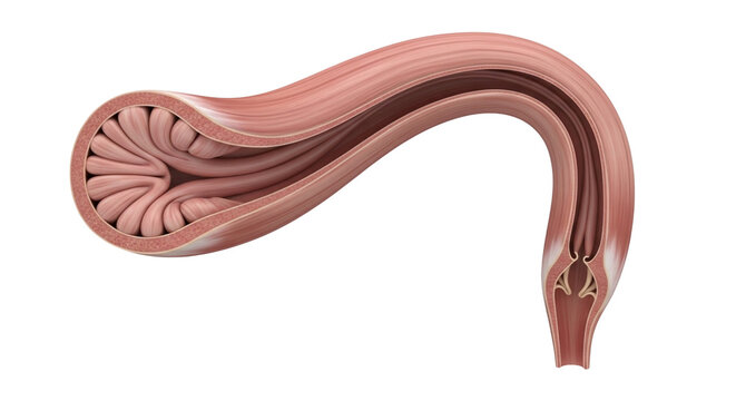 Fallopian Tube Anatomy | Detailed Uterine Tube Structure Medical Illustration - Royalty Free
