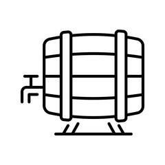 Fototapeta premium Wine barrel icon. Food and winemaking line symbol. Black and white.
