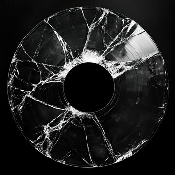 Broken CD lighting black destruction.