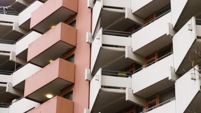 camera pan of facade of social housing Germany