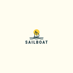 Fototapeta premium Sailboat logo style icon design template vector illustration