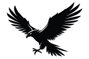 Fototapeta premium flying eagle silhouette line art vector illustration with a white background