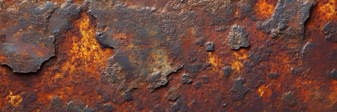 Rustic Iron Oxide Corrosion on Abstract Sheet Metal, Steelplate Patina Patterns and Old Textures