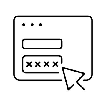 Pin code icon. Security and authentication line symbol. Black and white.