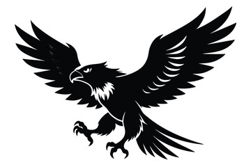 Fototapeta premium flying eagle silhouette line art vector illustration with a white background