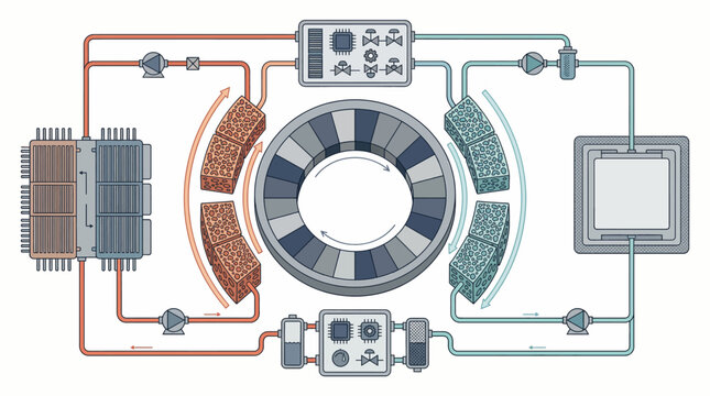 A technical diagram of electronic circuits and components.