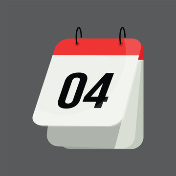 flat design four date calendar icon with three layers and red header for daily schedule