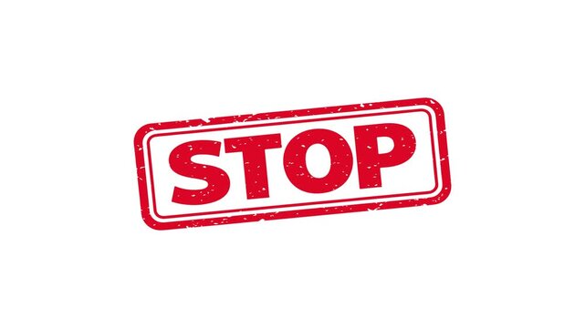 Red stop grunge stamp animation video