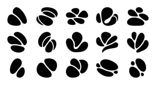 Abstract organic shapes, black blobs set