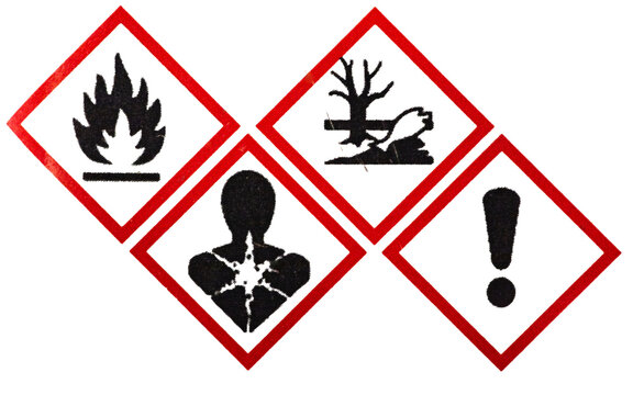 Symboles de s&eacute;curit&eacute; chimique universels pour produits dangereux.