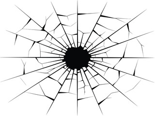Obraz premium Shattered Glass Radial Effect On White Background Keywords: broken, crack, glass, shatter