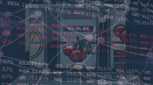 Animation of financial data over gaming machine
