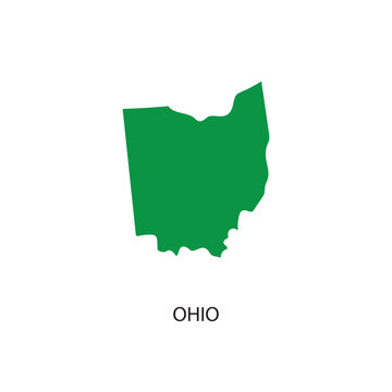 Vibrant Green Ohio State Map Silhouette for Geographic Education and Regional Identification with Clean Outline