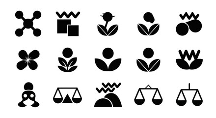 Fototapeta premium Black geometric icons set. Abstract symbols collection