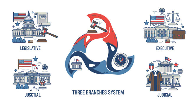 American Government Branches System Icon.