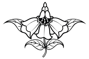 foxglove flower silhouette line art vector illustration with a white background © pipp99
