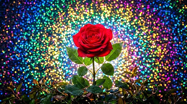 A vibrant concert crowd with raised hands under colorful stage lights.