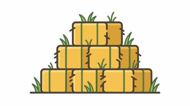 Stacked hay bales with grass sprouts, representing agriculture, farming, and rural life