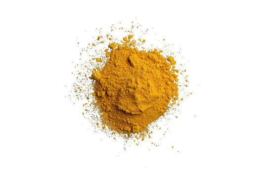 Turmeric powder heap with rich yellow color