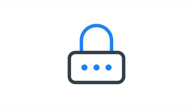 Animated password lock icon representing secure authentication, login protection, and data privacy. Ideal for cybersecurity apps, user authentication systems, and secure access interfaces.