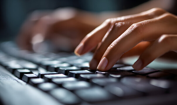 woman hands typing on a keyboard