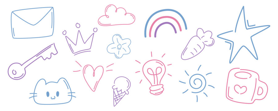Scrible line doodle art decoration for scrap, imperfect design trend