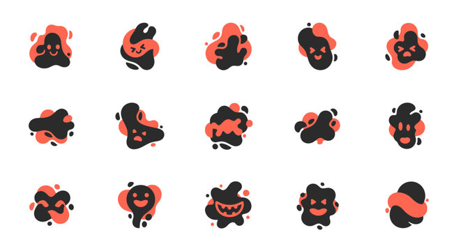 Cute Halloween blob monsters vector set